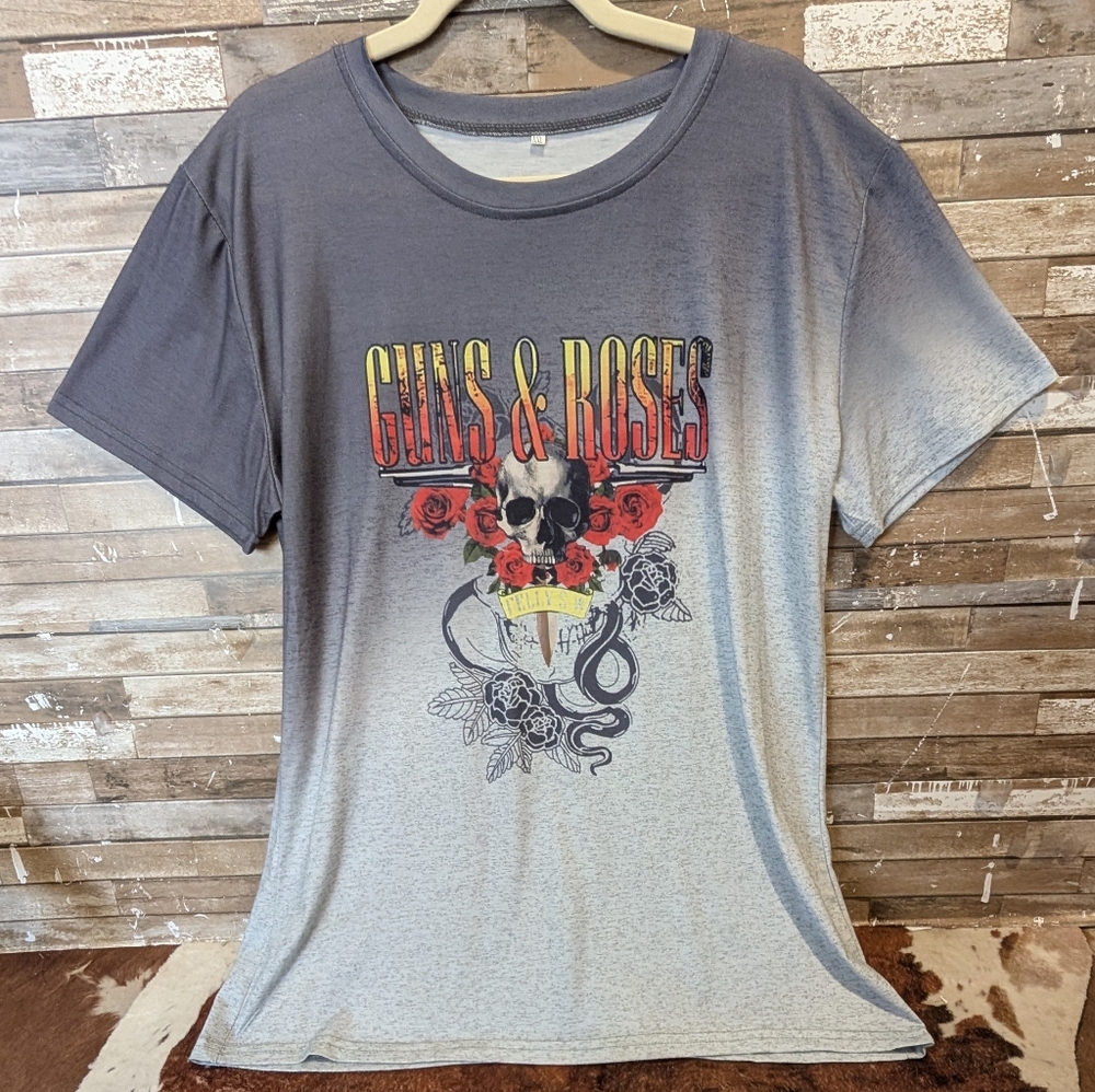 Guns N Roses Ombre Gray Tunic Tee
